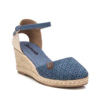 Refresh Espadrilles 171969 blauw -Hoogte 7cm sleehak