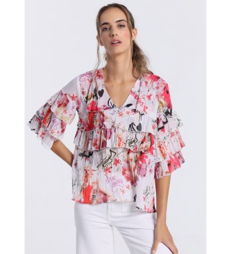 Lois Jeans Bedrukte blouse met ruches 133008