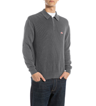 Replay Jersey con cremallera corta gris
