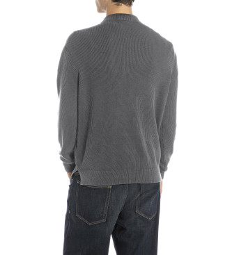 Replay Jersey con cremallera corta gris