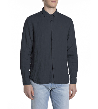 Replay Linen shirt Regular Fit navy