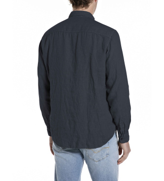 Replay Linen shirt Regular Fit navy