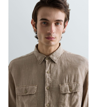 Replay Camicia di lino Regular Fit beige