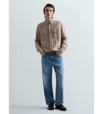 Replay Camicia di lino Regular Fit beige