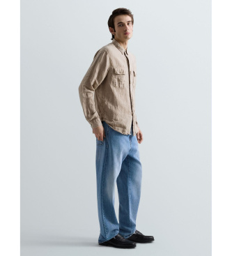 Replay Camicia di lino Regular Fit beige