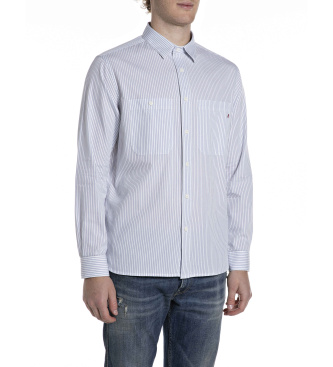 Replay Camisa de rayas Regular Fit azul