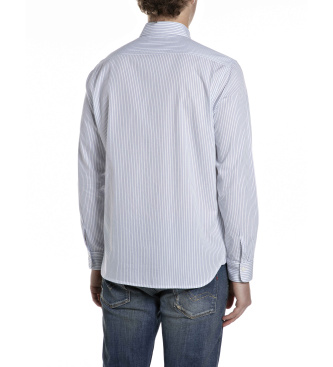 Replay Camisa de rayas Regular Fit azul