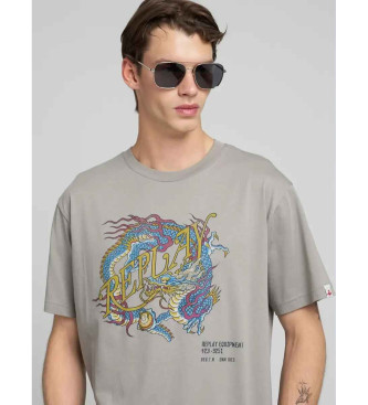 Replay T-shirt gris imprim