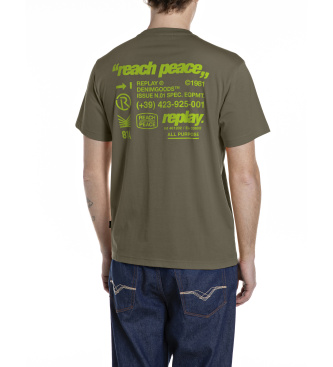 Replay Grafisk gr�n T-shirt