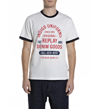 Replay Vit T-shirt med logotyp