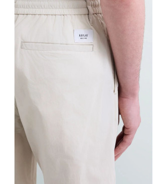 Replay Beige Tapered Fit Trousers