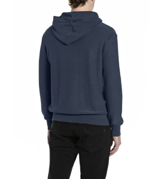 Replay Sweat  capuche en coton bleu tricot