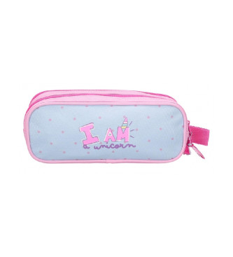 Roll Road Roll Road I am a unicorn two compartment pencil case blue