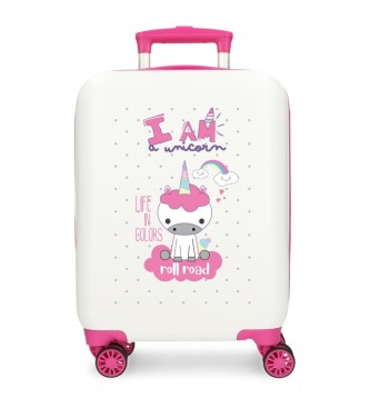 Roll Road Roll Road Je suis une licorne bagage cabine Roll Road Je suis une licorne rigide 50 cm blanc
