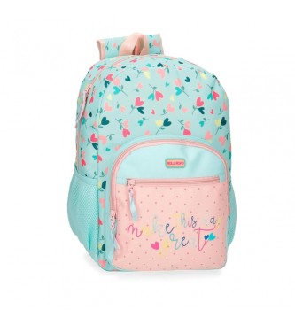 Roll Road Roll Road Queen of hearts trolley attachable school backpack 40cm turquoise, pink