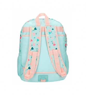 Roll Road Roll Road Queen of hearts trolley attachable school backpack 40cm turquoise, pink