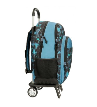 Roll Road Roll Road Soccer two compartment school backpack with trolley black