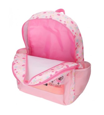 Roll Road Roll Road Coffee shop two compartment school backpack with trolley pink