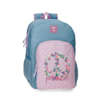 Roll Road Roll Road Peace School Backpack 40 cm bleu, rose