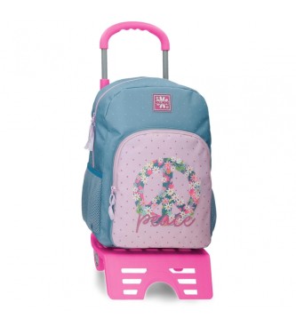 Roll Road Roll Road Peace School Backpack with trolley 40 cm blue, pink