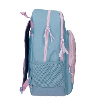 Roll Road Mochila escolar Roll Road Peace com duas divises azul, cor-de-rosa