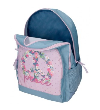 Roll Road Roll Road Peace School Backpack Deux compartiments bleu, rose