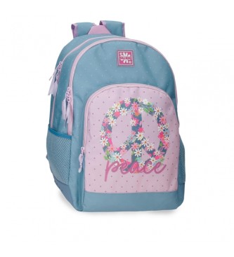 Roll Road Roll Road Peace School Backpack Roll Road Peace Two Compartment Trolley Backpack azul, rosa