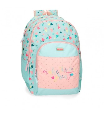 Roll Road Queen of hearts Roll Road School Backpack Two Compartments turquoise, rose