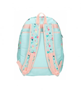 Roll Road Queen of hearts Roll Road School Backpack Two Compartments turquoise, pink