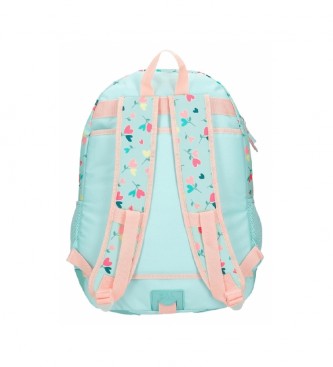 Roll Road Roll Road Queen of hearts Sac  dos scolaire attachable trolley  deux compartiments turquoise, rose