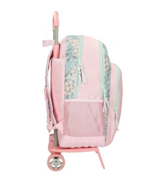 Roll Road Roll Road Spring is here sac  dos scolaire  deux compartiments avec trolley rose