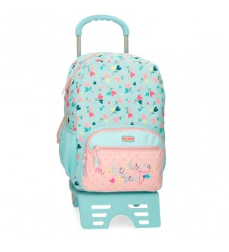 Roll Road Queen of hearts roll road backpack with trolley 42 cm turquoise, pink