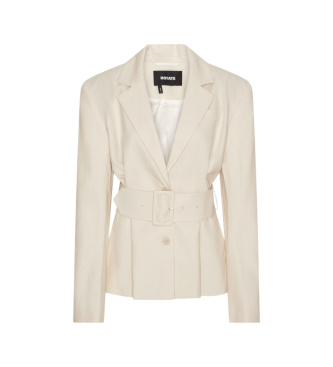 Rotate Beżowy lniany blezer garniturowy