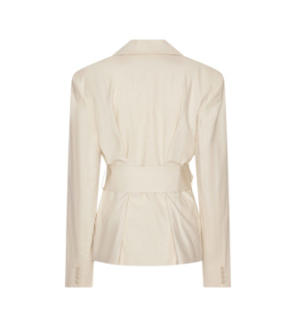 Rotate Beżowy lniany blezer garniturowy