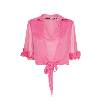 Rotate Camicetta in chiffon con fiocco rosa