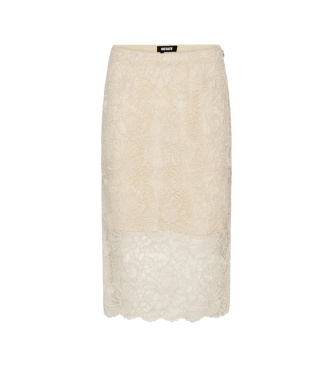 Rotate Koronkowa ołówkowa spódnica midi beżowa