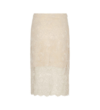 Rotate Koronkowa ołówkowa spódnica midi beżowa