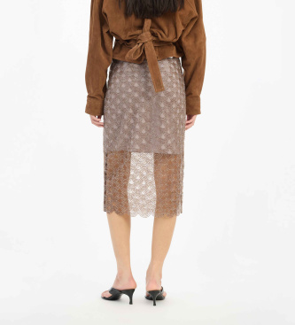 Rotate Spódnica midi z cekinami brązowa