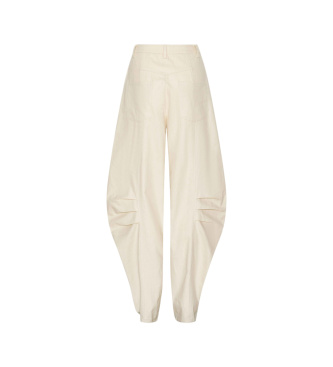 Rotate Beżowe lniane spodnie garniturowe