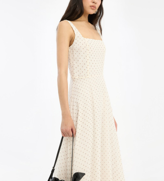 Rotate Ausgestelltes Midikleid aus Chiffon beige