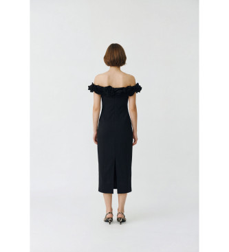 Rotate Robe midi en cr�pe Flower black