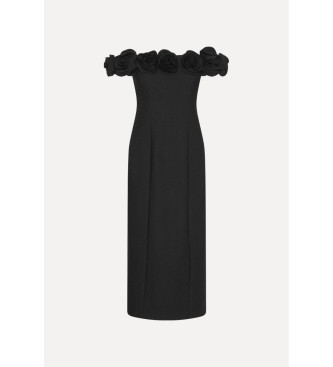 Rotate Robe midi en cr�pe Flower black