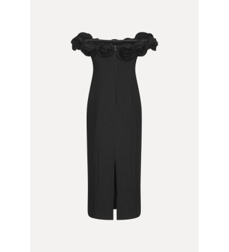 Rotate Robe midi en cr�pe Flower black