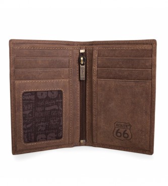 ROUTE 66 Leather wallet Route 66 New Hampshire brown -8x11x2 cm-