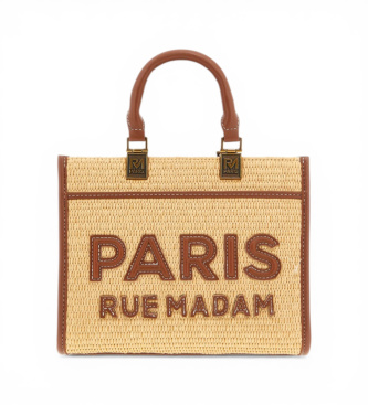 RUE MADAM PARIS Iconique Mini Tote Stroh braun