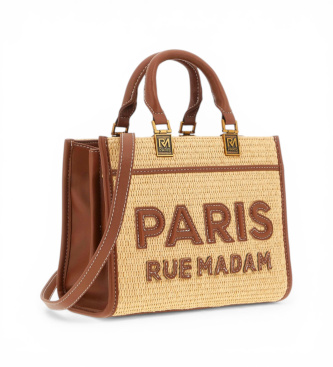 RUE MADAM PARIS Iconique Mini Tote Stroh braun