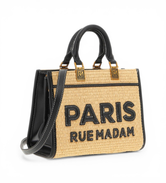 RUE MADAM PARIS Iconique Mini Tote Slamnikarska torba črna