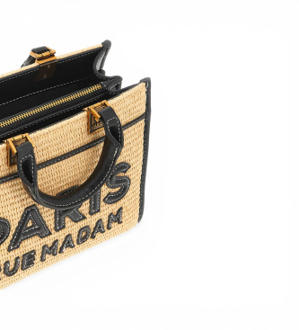 RUE MADAM PARIS Iconique Mini Tote Slamnikarska torba črna