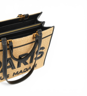 RUE MADAM PARIS Iconique Tote Slamnikarska torba črna