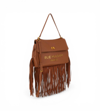RUE MADAM PARIS Bolso Les Jours XL Fringes marr�n